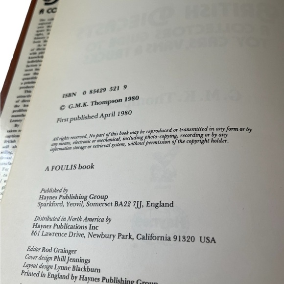 British Diecasts A Collector’s Guide to Toy Cars Vans Trucks GMK Thompson 1980. - Picture 6 of 8